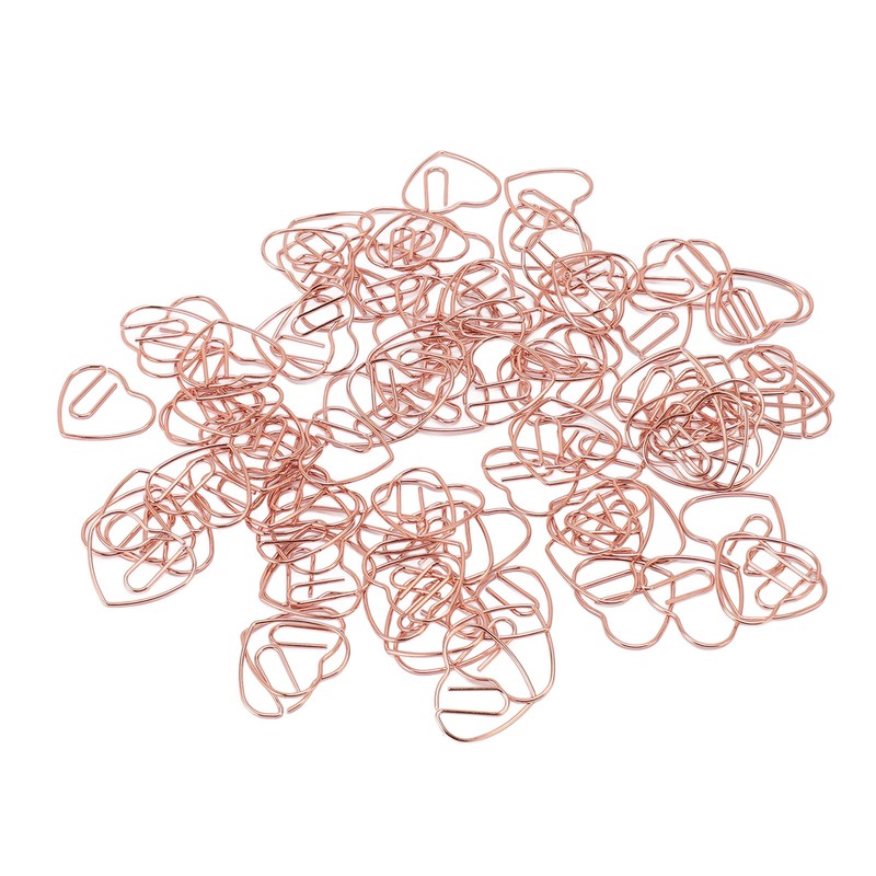 100Pcs Heart Shaped Paper Clips Iron Decorative Paperclips Set with