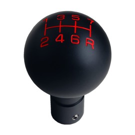 DEWHEL Aluminum Black/Red Vintage Manual Shift Knob 7 Speed with Adapter Compatible with Thrustmaster TH8A Shifter