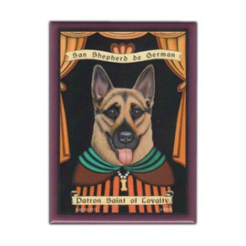 Refrigerator Magnet, Patron Saint Dog Series, German Shepherd, 2.5" x 3.5" (Vintage Advertising Art Magnet)