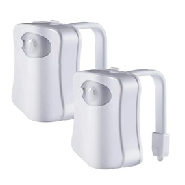 EFFICIO Toilet Smart Night Light – Motion Sensor, 16-Color LED Bowl Light for Bathroom Decor, 2-Pack, Multicolor