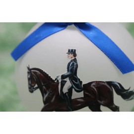 H003 Hand-made Christmas Ornament horse - bay dressage extended trot