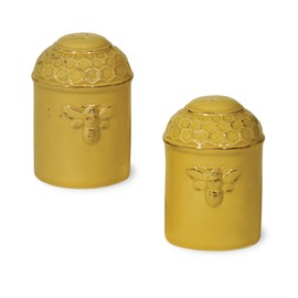 Boston International Embossed Ceramic Salt and Pepper Shakers, 2-Piece Set, Honeycomb,JC16117