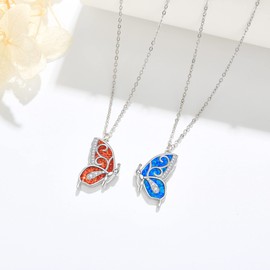 ONEFINITY Butterfly Bff Necklace for 2 925 Sterling Silver Friendship Necklaces for 2 Girls Necklace Gifts For Girls Women Friends Long Distance Jewelry Gift for Men Women