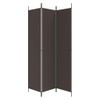 vidaXL 3-Panel Fabric Room Divider, Brown, Foldable Design, Easy Assembly,
