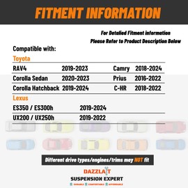 TO-12 Adjustable Rear Toe Arms, Set of 2, Fit for Toyota RAV4 2019-23丨Camry 2018-24丨Corolla Sedan 2020-23丨Prius 2016-22丨Corolla Hatchback 2019-24丨Lexus ES350/ES300h 2019-24