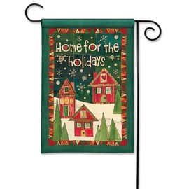 Studio M Double Sided Christmas Outdoor Flag Decoration for Landscaping, Gardens, and Yards, Standard 13 x 18 Inch Fade Resistant Solar Silk Polyester Fabric Red Green Home For The Holidays