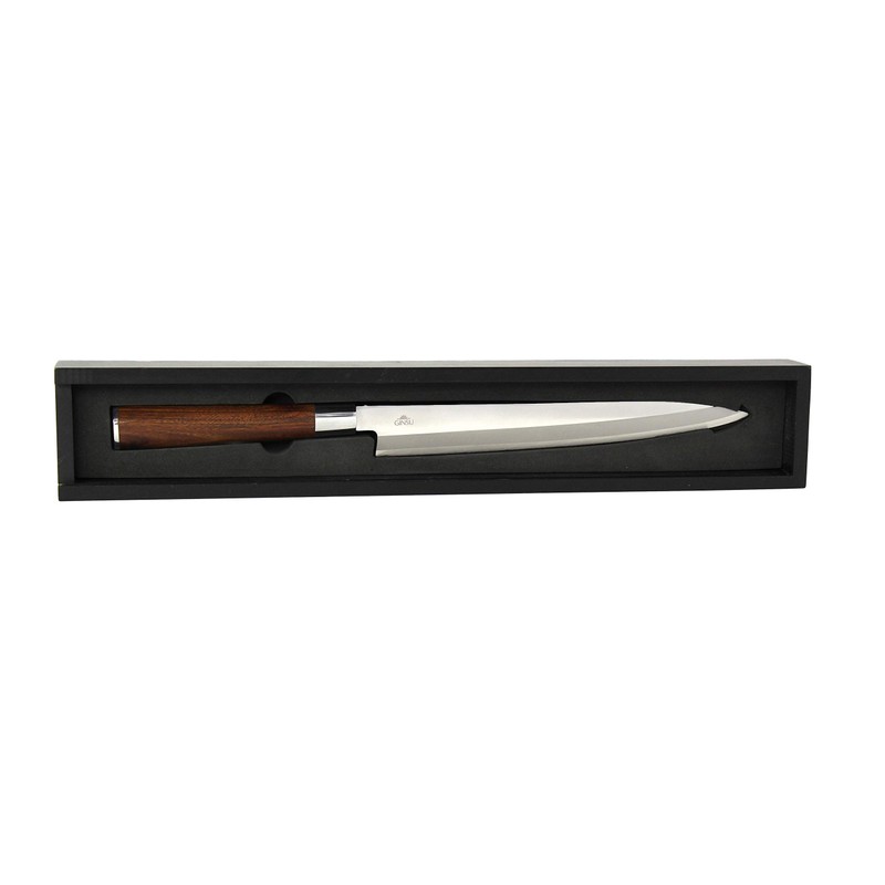 GINSU Yanagiba 9.5" Sashimi Knife, Brown - Premium Stainless-Steel Blade,