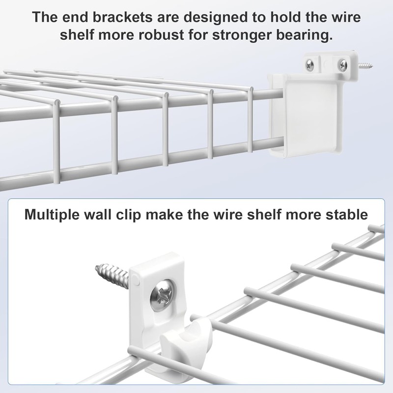 12 Inch Wire Shelf Brackets Set, 3 Pack Metal White