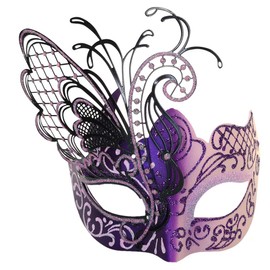 Masquerade Mask for Women Venetian Mask/Halloween/Party/Ball Prom/Carnival/Wedding/Wall Decoration (Pink/Purple Butterfly)