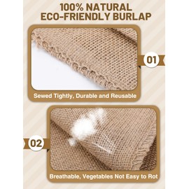 4 Pack Strong Natural Burlap Bags - 16" × 24" Jute Potato Storage Sacks with Rope, Reusable Food Produce Storage for Onion Fresh Vegetables Plant Gardening