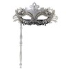 WILOVCOS Womens Masquerade Mask with Stick, Handheld Mardi Gras Mask,Venetian
