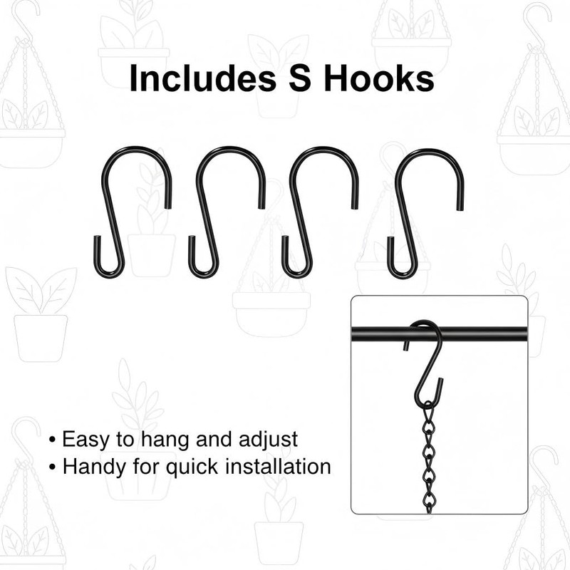 Dcoteh 4 Pack, 3 Point 23 Inch Black Hanging Baskets
