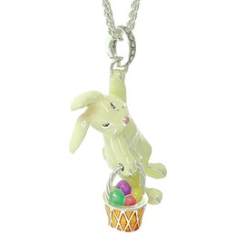 Adorable Easter Bunny 21" Enhancer Necklace by Ritzy Couture DeLuxe-Fine Silver Plating