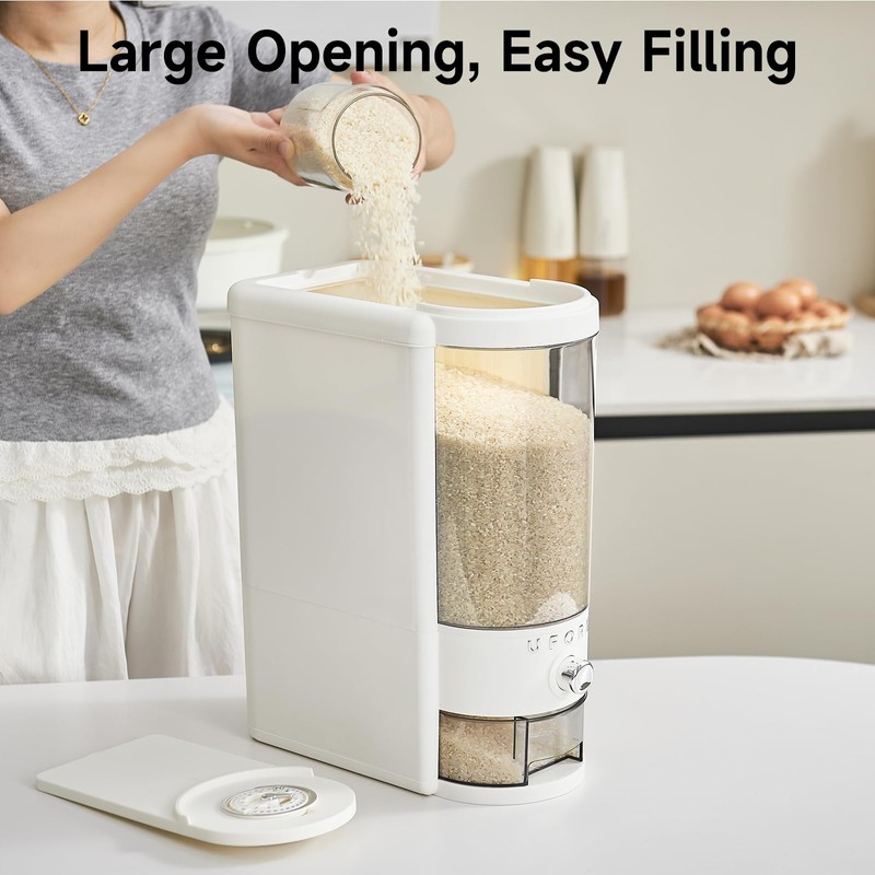 UFORU Rice Dispenser 20 lbs | Large Rice Storage Container
