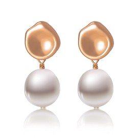 Pearl Earrings for Women Jewelry Pearl Drop Earrings Rose Gold Birthday banquet and Bar Mitzvah (Gold and white pearls)