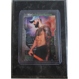 ILIA TOPURIA 2023 METAL ROOKIE FIGHTING COLLECTIBLE CARD MOUNTED ON A 4" X 6" BLACK MARBLE PLAQUE