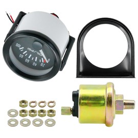 Zreneyfex Universal Oil Pressure Gauge Kit, 52 mm / 2 inch 12 Volts Auto Modified Meter Car Electromagnetic Oil Pressure Indicator, Robust Oil Pressure Gauge Sender for All 12 Volts Models
