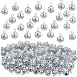 200 Pcs Hanging Disco Ball Decorations Silver Mirror Disco Ball Ornaments with Hanging Rope for 70s 80s Theme Dance Party Wedding Christmas Tree Music Backdrop Supplieses