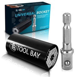 ToolBay Universal Socket - with Power Drill Adapter make for great Christmas Stocking Stuffers Birthday Gifts for Dad Women Husband 7-19mm