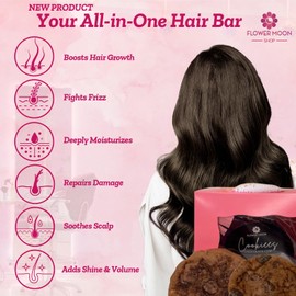Flower Moon Shop Natural Chocolate & Sugar Moisturizing Shampoo Cookie - Oat Extract, Wheat Protein for Softness, Volume & Scalp Care - 4 oz (2 Cookies) | Sulfate-Free, Eco-Friendly, Hair Repair