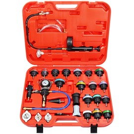 YSTOOL Radiator Pressure Tester Coolant Vacuum Refill Kit 28PCS Automotive Cooling System Leak Test Pneumatic Water Tank Purge Fill Tool Set with Gauge Adapter Cap Universal for Auto Car Airlift