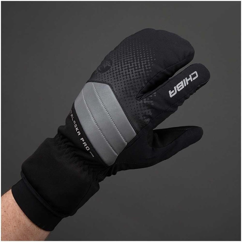 Chiba Alaska Pro Winter Cycling Gloves Long Black/Silver 2025: Size: