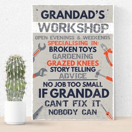 RED OCEAN Grandads Workshop From Grandchildren Garage Shed Dad Gift Sign