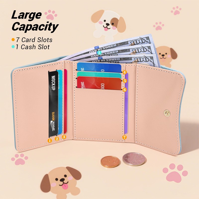 YINHEXI Cute Dog Wallet for Women Small RFID Blocking Keychain