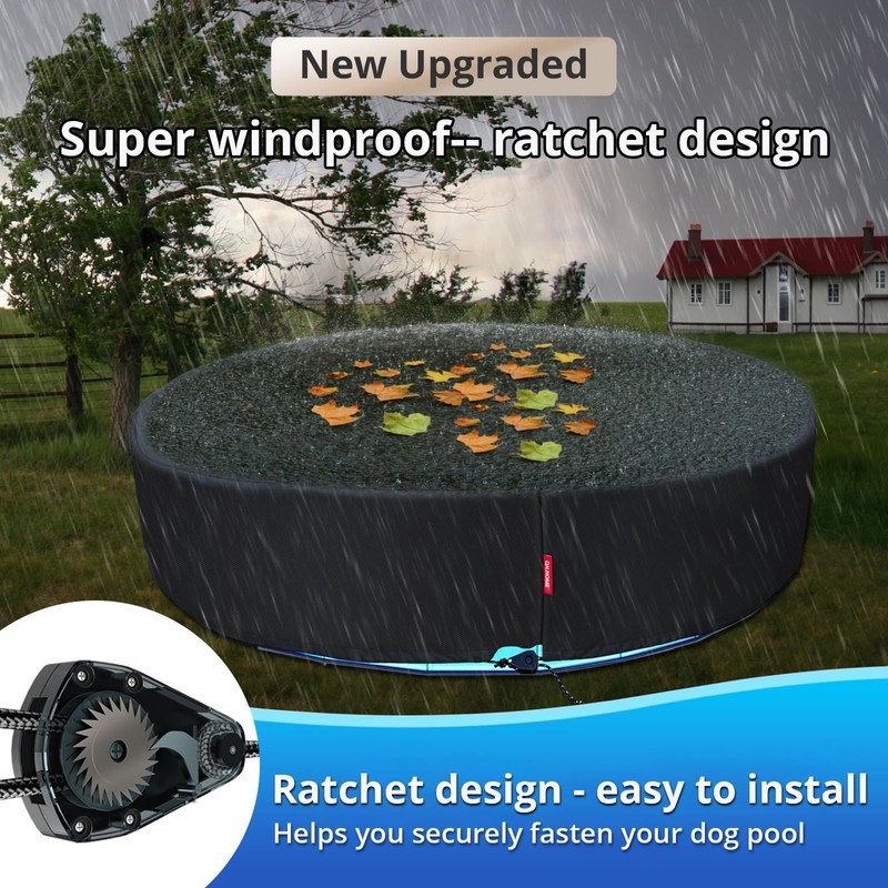 QH.HOME[2025 Upgraded Windproof] 87 inch Kiddie Pool Cover Round, Collapsible