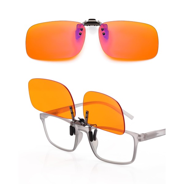 VUEECLAT Clip On Blue Light Glasses for Woman Men Orange