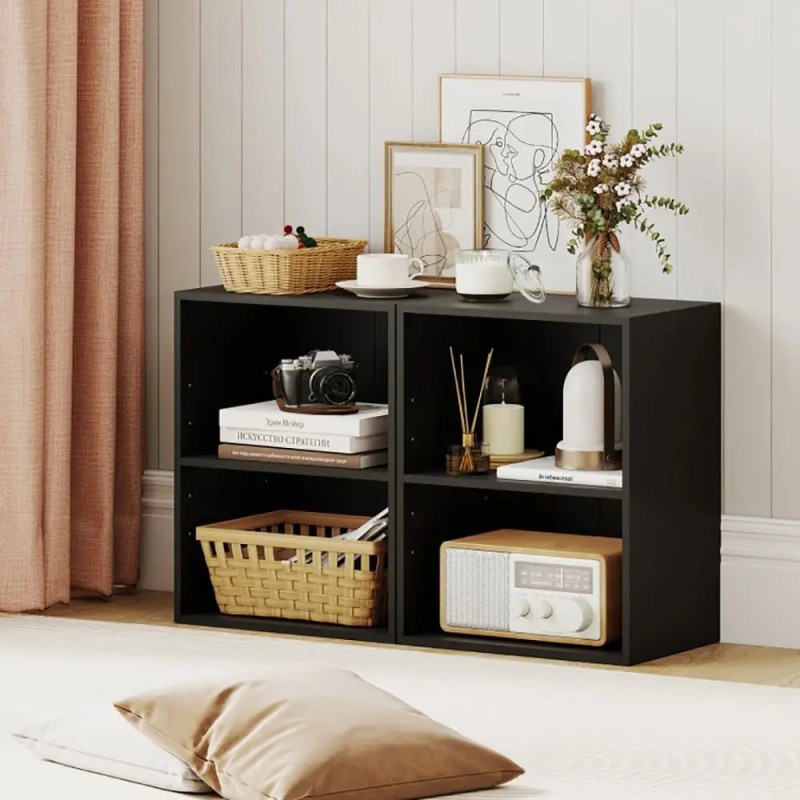 2-Cube Open Bookshelf Floor Standing Bookcase with 5-Position Adjustable ShelfMain