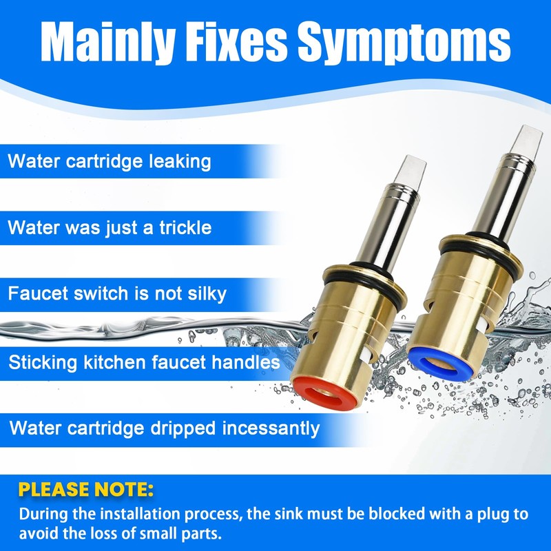 Upgraded 377XKRHJKABNF & 377XKLHJKABNF Long Ceramic 1/4-Turn Cold & Hot