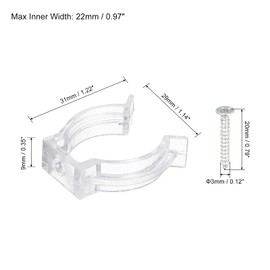MECCANIXITY T8 U Clips Holder Bracket for LED Light Bulb Mounting Brackets Clamps Plastic Fluorescent Tube Holder with Screws, Clear Pack of 15