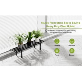 Zhongma One Tier Metal Plant Stand (35.43 L x 8.66 W x 7.9 H) Heavy Duty Plant Holder for Home, Window,Garden, Plant Lovers, Display Stand