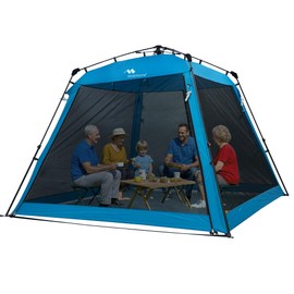 8.2'x8.2' Pop Up Canopy, 2025 Upgraded Outdoor Screen House Tent, Portable Folding Instant Camping Canopy, Easy Set-up Canopy -Blue