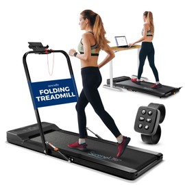 SereneLife Folding Treadmill – Electric Motorized Running Machine with 16 Pre-Set Workout Programs, Manual Incline, Bluetooth Streaming, Hydraulic Folding System for Home/Office Use | 59 x 25 x 42 in