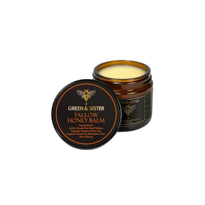 Fed Beef Tallow Balm with Raw Honey,Organic Grass-Fed Beef Tallow