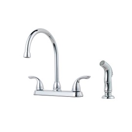 Pfister G1365000 Pfirst Series 2-Handle Kitchen Faucet with Side Spray in Polished Chrome, 1.8 GPM