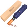 Hannstar Compact Umbrella, Windproof Strong with Wooden Handle, Automatic Umbrella