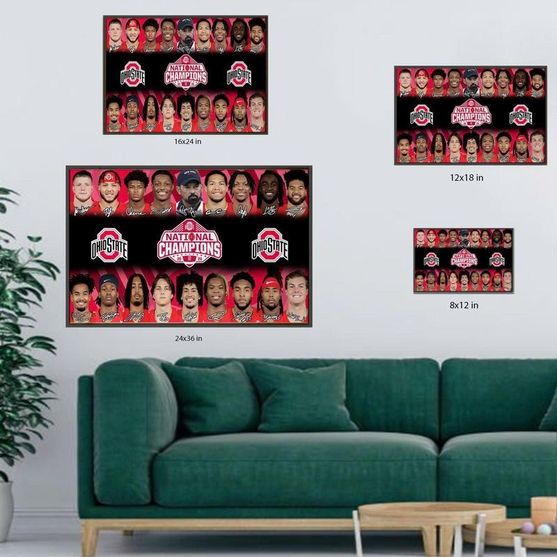 Ohio State Buckeyes National Champions 2024 Poster, Champions Wall Decor