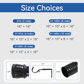 Tony's collection Black Window Curtain Rods 31 Inches, 0.98 Inch Diameter Long Decorative Window Curtain Rod Set for Room Divider, Bedroom, Living room, Kitchen, Bathroom (With 2 Brackets)