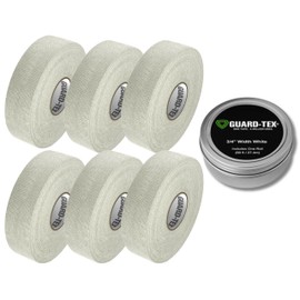 Guard-Tex® 3/4" Self-Adhering Wrap – All New - 6 Rolls + Tin – No Adhesive, Non-Stick Tape for First Aid, Sports, Tools, Blisters, Tearable, Water-Resistant (Arctic White)
