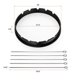 only fire Rotisserie Ring with Kabob Skewer Set for Weber 22 1/2 Inch Kettle and Other Similar Kettle Charcoal Grills