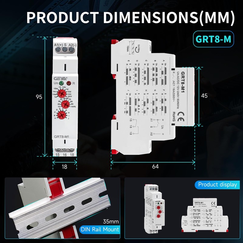 Multifunction Time Relay, IGEYAPA 16A Delay ON Off GRT8 M1