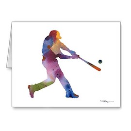 Baseball Player Set of 10 Art Note Cards by Watercolor Artist DJ Rogers