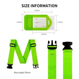 8 Pack Luggage Straps and Tags Set, Luggage Straps for Suitcases TSA Approved, Premium Nylon Belts for Luggage Security, Bright Colour Adjustable Luggage Belts- 4 Straps- 4 Tags(Green)