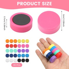 20mm Colorful Whiteboard Magnets - 30Pcs Round Fridge Magnets, for Crafts Whiteboard Kitchen, Small Fridge Stickers, Notice Boards Flat Magnetic Pins for Home Office School(10 Colors)