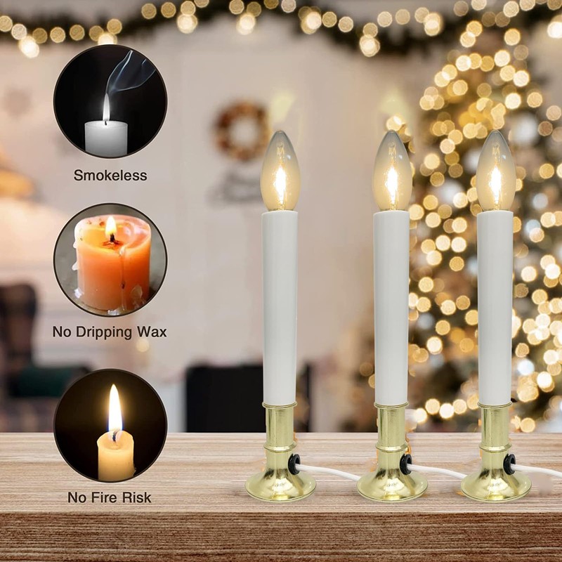Abeja Set of 4 Electric Window Candles, 9 Inch Plug