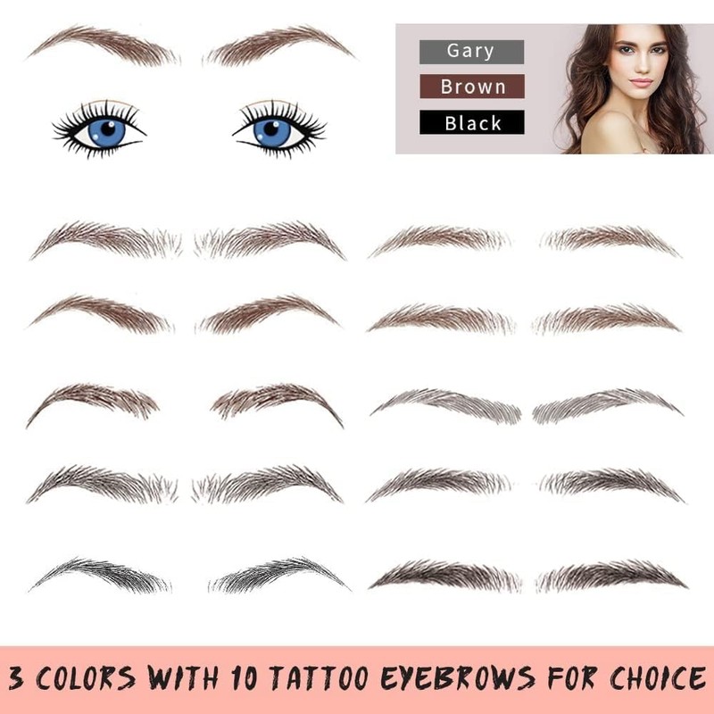 Eyebrow Tattoo 8 Sheets, 76 Pairs Eyebrow Tattoo Sticker Waterproof