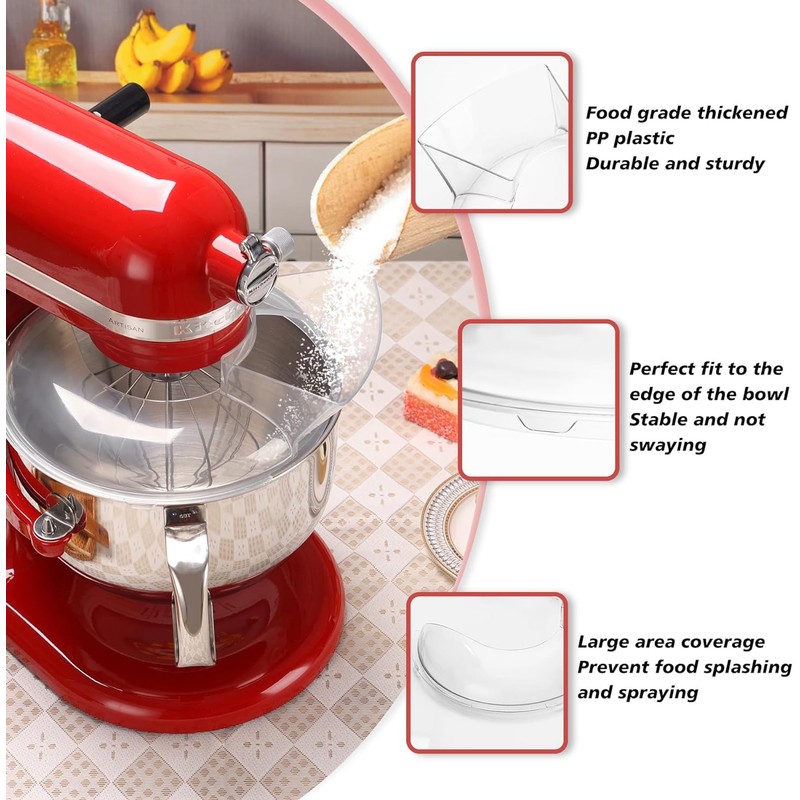 LimCryspp 4.5-5QT Stainless Steel Mixer Bowl, Tilting Vertical Mixer, Splash